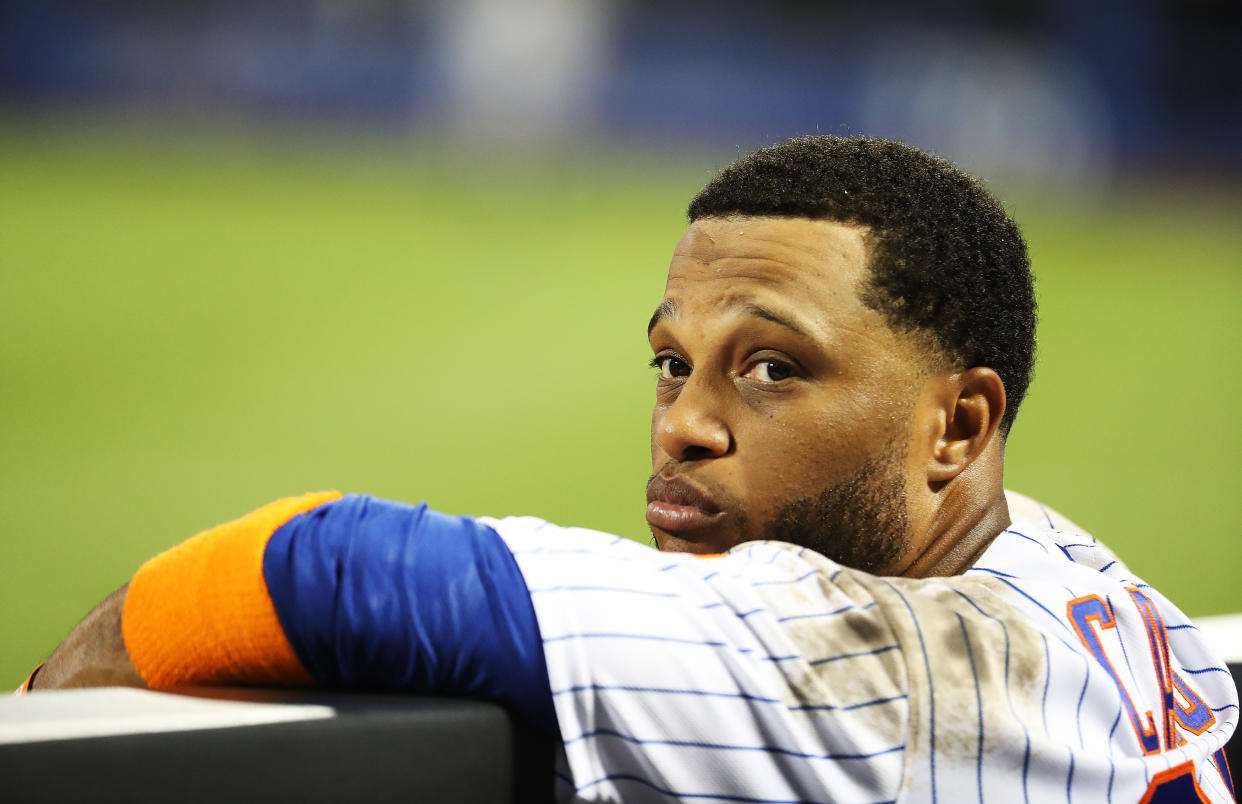 NEW YORK, NEW YORK - JULY 02:  Robinson Cano #24 of the New York Mets looks on against the New York Yankees during their game at Citi Field on July 02, 2019 in New York City. (Photo by Al Bello/Getty Images)