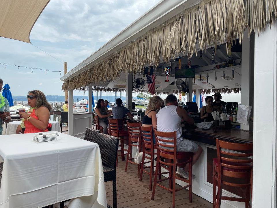 The outdoor bar at Pier 701 in Piermont. Photographed July 2023