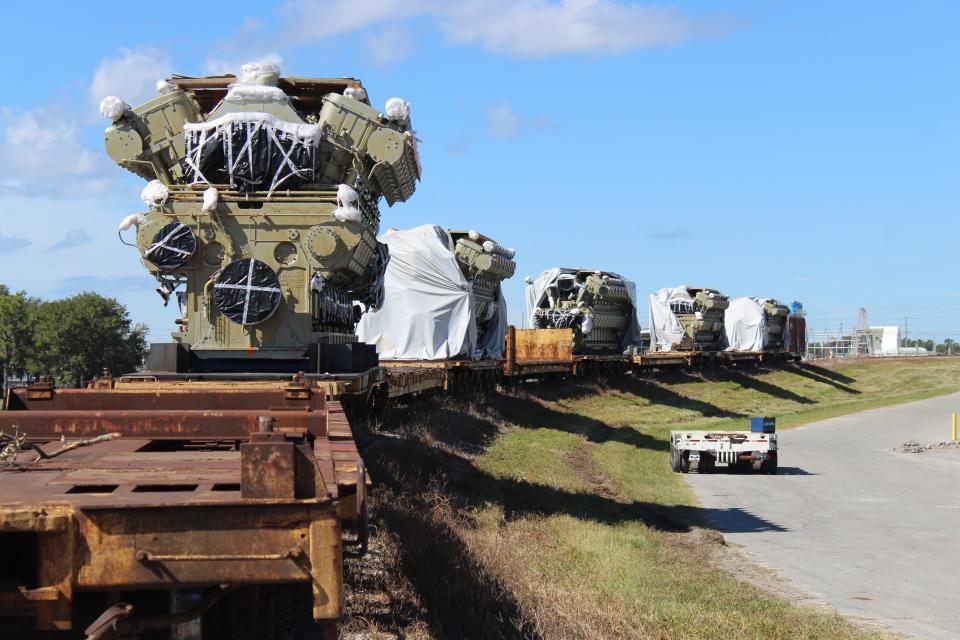 Five of Lakeland Electric's new natural-gas powered RICE engines have arrived safely at McIntosh Power Plant after an over 4,000 mile journey from St. Nazaire, France through Port of Tampa.