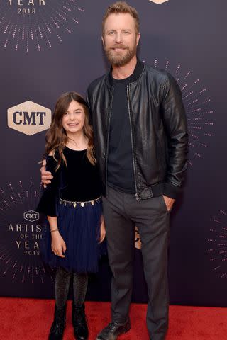 <p>Jason Kempin/Getty</p> Dierks Bentley and Evalyn Bentley attend the 2018 CMT Artists of The Year in 2018