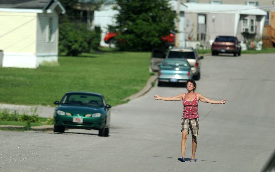 Moran is photographed in her trailer park in 2012 - Credit: ddp USA/REX/Shutterstock