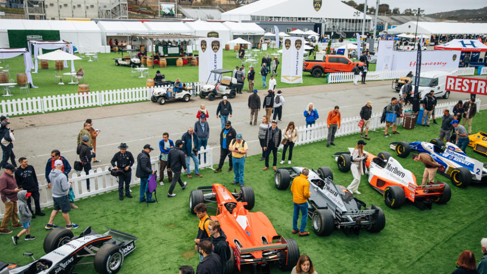 Formula 1 cars from the Juan Gonzalez Collection on display at the 2022 Velocity Invitational.