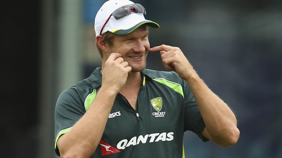 Shane Watson during a training session for the 2015 Ashes.  (Photo by Ryan Pierse/Getty Images)