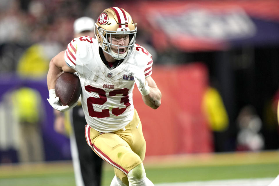 Christian McCaffrey's new contract makes him the NFL's highest-paid running back. (AP Photo/Doug Benc)