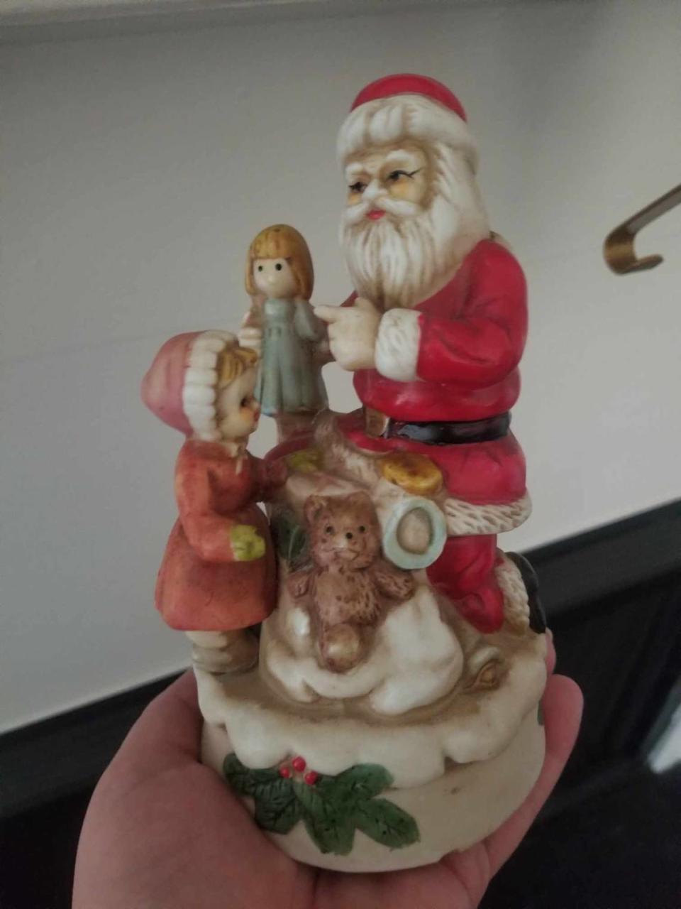 This Santa music box was a gift from Anna Johnson’s grandparents. It’s special because her granddad passed when she was an infant and her grandmother is gone now, too. They both live on in family stories.