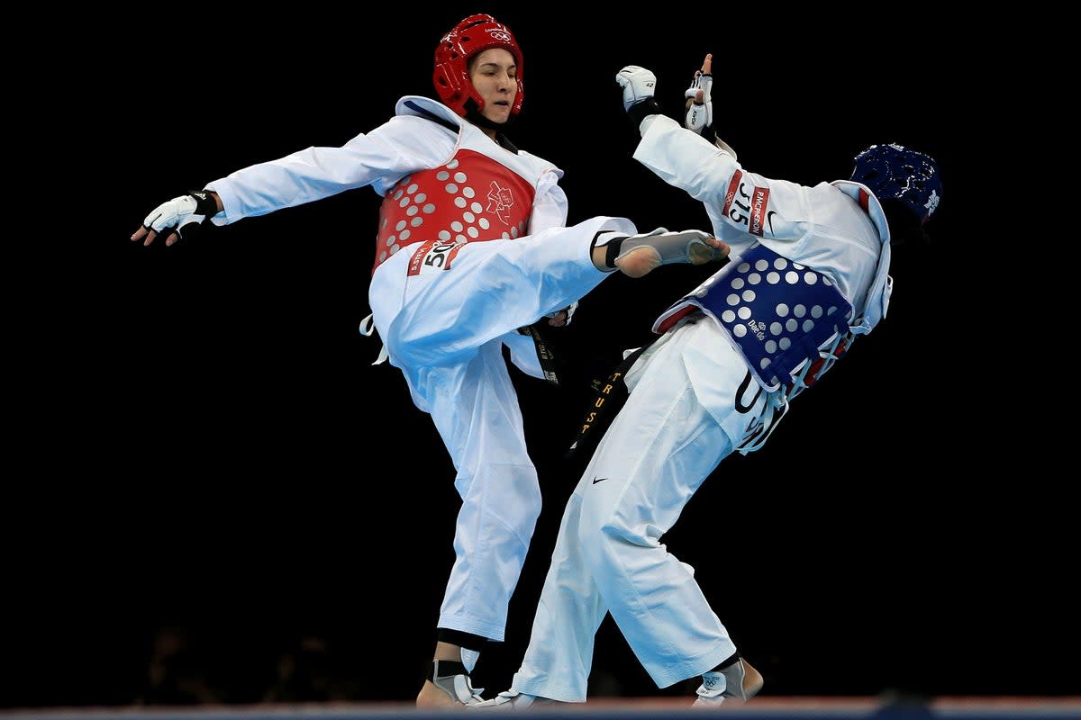 Sarah Stevenson, left, competing at the 2012 London Olympics (Mike Egerton/PA) (PA Archive)