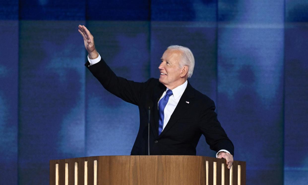 <span>Joe Biden delivers the keynote address on the first day of the Democratic national convention in Chicago, Illinois on Monday.</span><span>Photograph: Mandel Ngan/AFP/Getty Images</span>