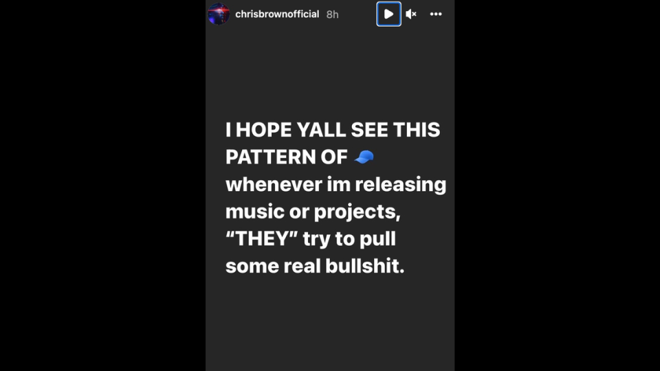 Chris Brown Instagram Story screenshot