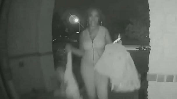 The woman, who later came forward as Keairra Woods, was filmed rushing the child to the door of the Houston home on Wednesday night.