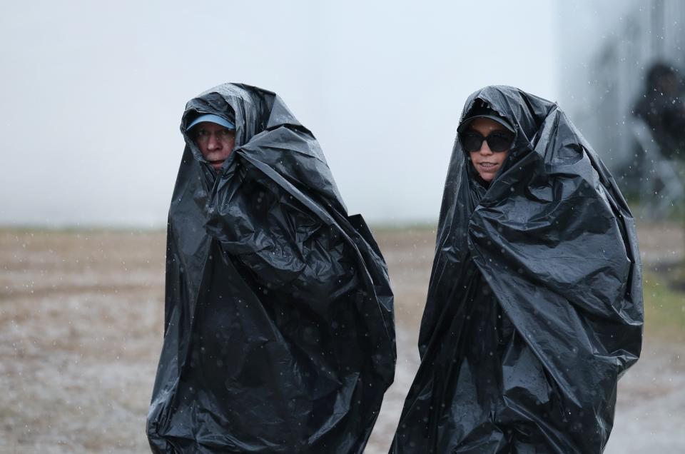 Fans leaving PGA National on Sunday after play was suspended. (Brennan Asplen/Getty Images)