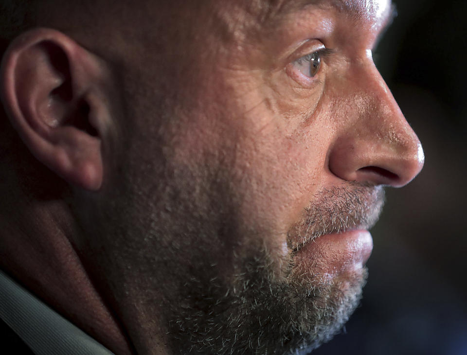 Prosecutor Paul Hagerman talks to the media outside Judge Lee Coffee's court in Memphis, Tenn., on Thursday, July 25, 2019 after Sherra Wright plead guilty to the first degree murder of her husband, former NBA player Lorenzen Wright. (Jim Weber/Daily Memphian via AP)