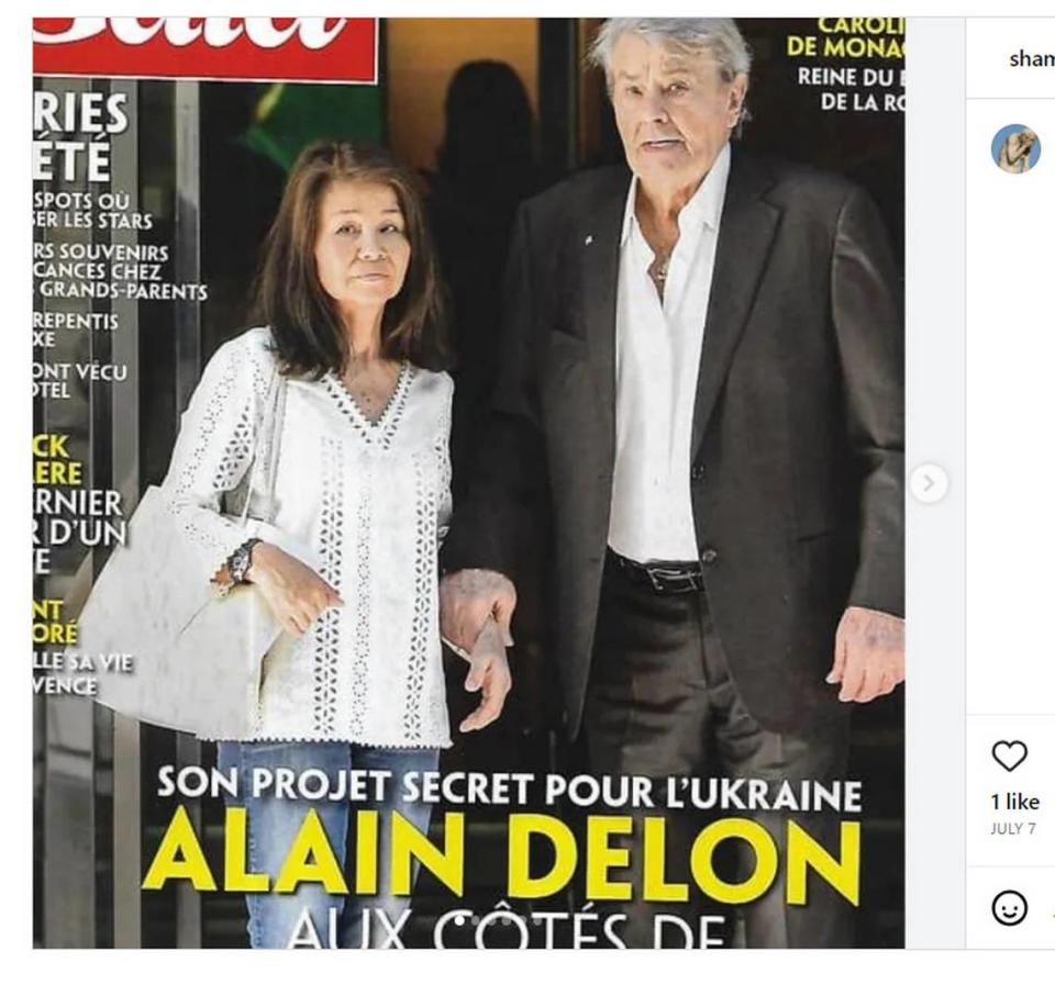 Hiromi Rollin y Alain Delon. Captura de pantalla. Instagram