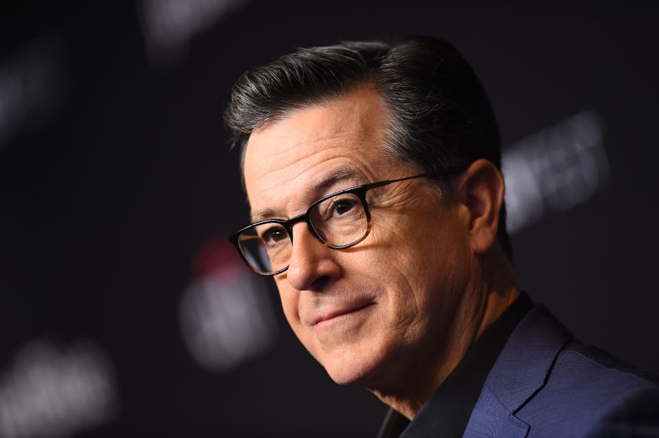 US comedian Stephen Colbert arrives at the PaleyFest presentation of "An evening with Stephen Colbert" at the Dolby theatre on March 16, 2019 in Hollywood, California. (Photo by VALERIE MACON / AFP)VALERIE MACON/AFP/Getty Images ORIG FILE ID: AFP_1EQ2QQ
