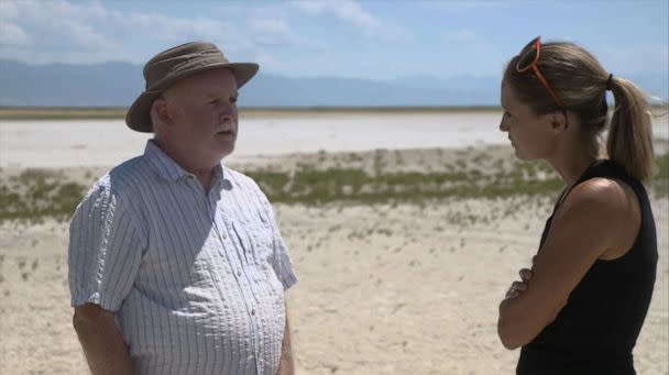 PHOTO: Robert Gillies, a climatologist from Utah State University, speaks with ABC News' Kayna Whitworth about the ecological dangers caused by the Great Salt Lake's shrinkage. (ABC News)
