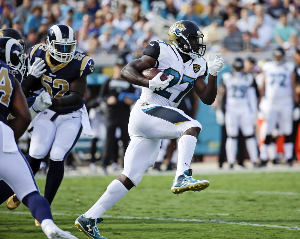 Not running this week: the Jaguars have benched rookie Leonard Fournette for violation of team rules. (AP)