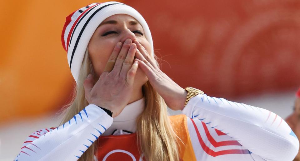 Lindsey Vonn verabschiedete sich aus Pyeongchang mit Küsschen. (Bild: Getty Images)