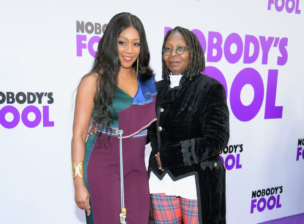 Actors Tiffany Haddish (L) and Whoopi Goldberg attend the world premiere of ‘Nobody’s Fool’ at AMC Lincoln Square Theater on October 28, 2018 in New York, New York. (Photo by Roy Rochlin/Getty Images for Paramount Pictures)