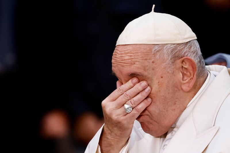 Pope Francis attends the Immaculate Conception celebration prayer in Piazza di Spagna in Rome