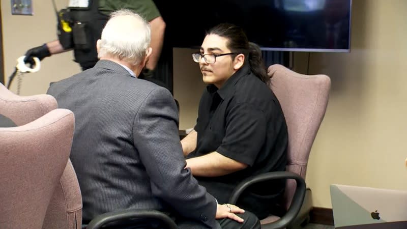 Julio Segura in court on the first day of his murder trial in the death of off-duty Vancouver Police Officer Donald Sahota, May 6, 2024 (KOIN)