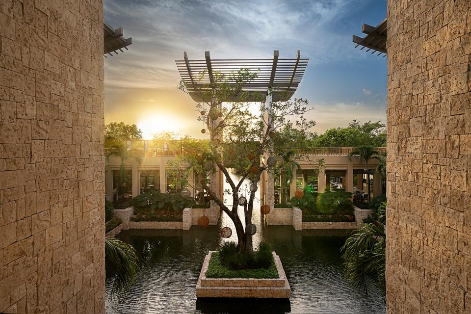 the lobby at Banyan Tree Mayakoba