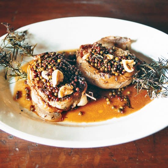 Pan-Seared Pork Chops with Green Peppercorn Sauce