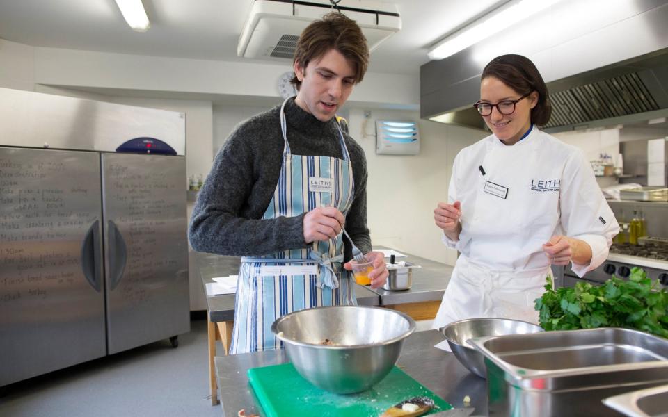 Making the stuffing for the turkey at Leiths cookery school - JEFF GILBERT