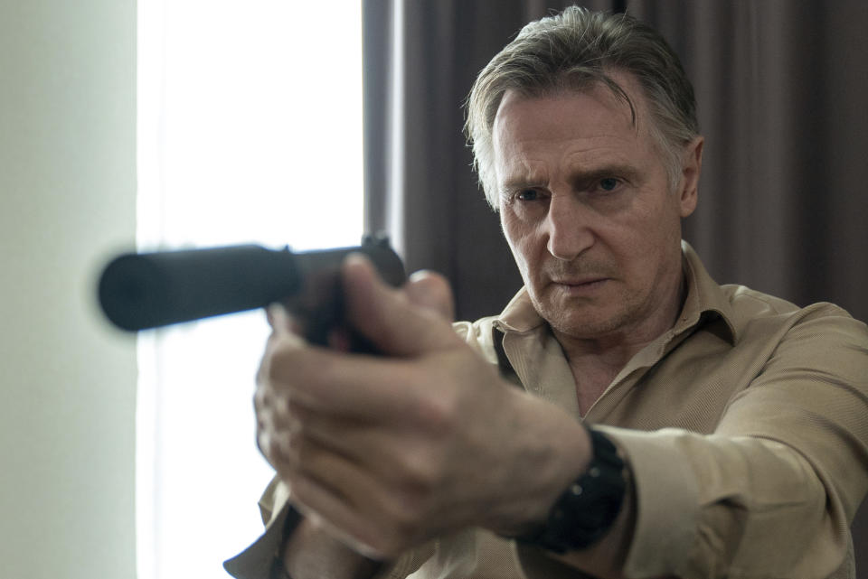 This image released by Open Road Films/Briarcliff Entertainment shows Liam Neeson in a scene from "Memory." (Rico Torres/Road Films -Briarcliff Entertainment via AP)