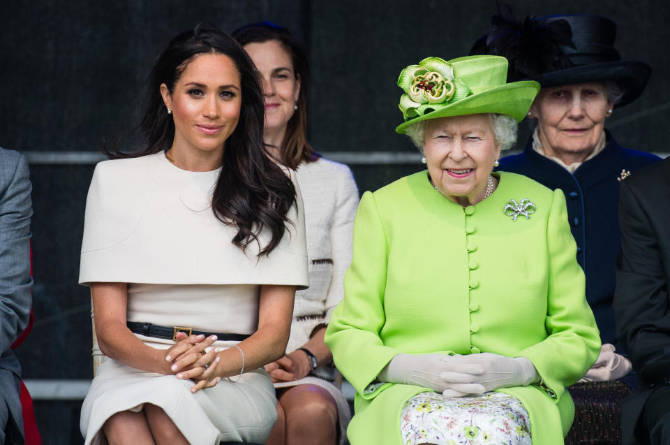 According to palace insiders, Queen Elizabeth was adamant that the 36-year-old Duchess of Sussex sign a prenuptial agreement before she married Prince Harry, in order to protect his $500 million fortune. Photo: Getty Images