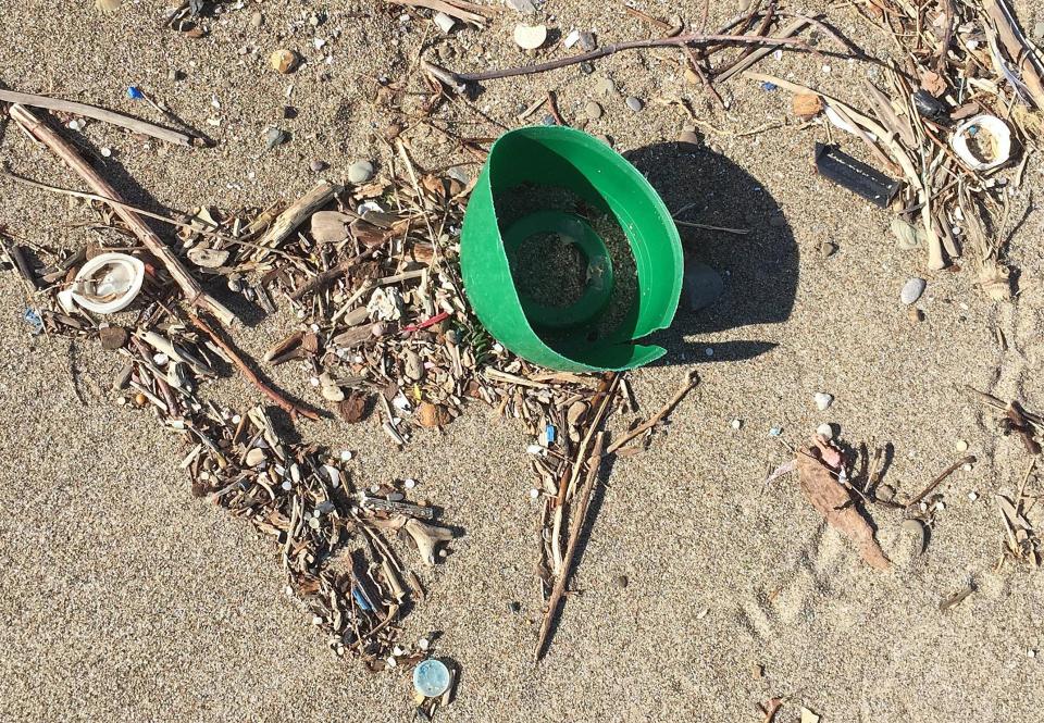 Big and small pieces of plastic littered Presque Isle State Park's Beach 5 during a past spring beach walk.