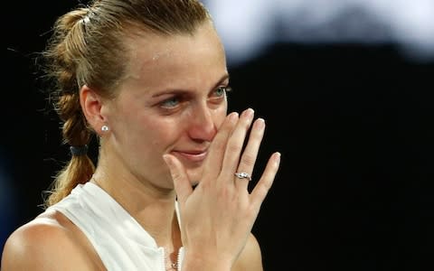 Kvitova in tears - Credit: Reuters