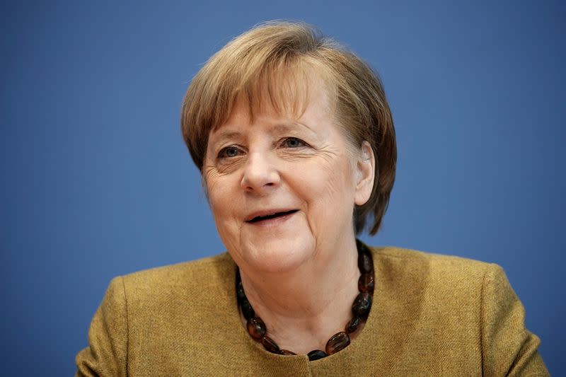 FILE PHOTO: German Chancellor Angela Merkel holds a news conference in Berlin