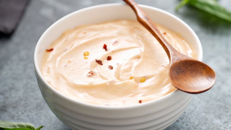 white bowl of Russian dressing 