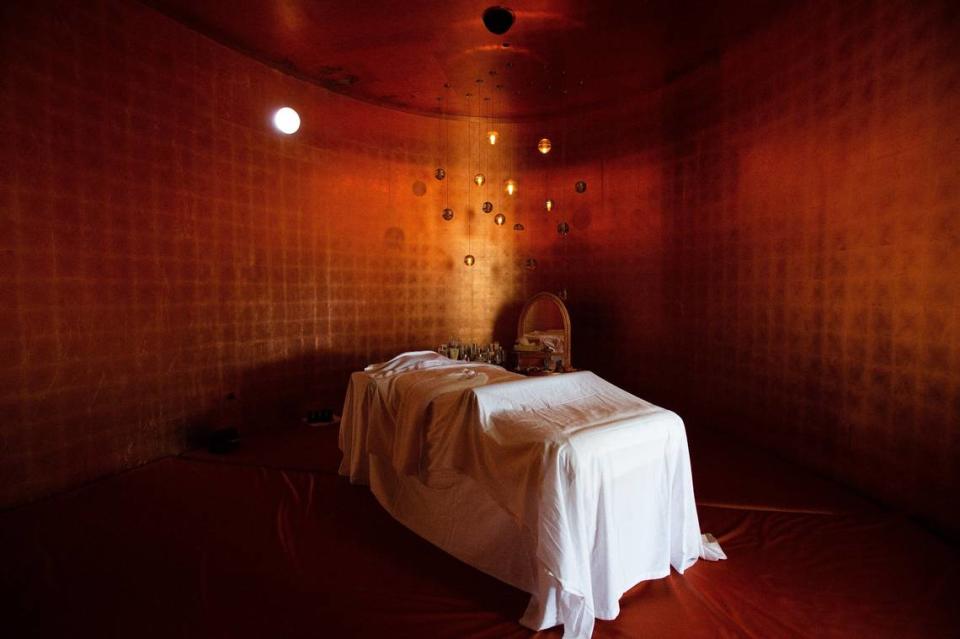 A view of the copper-lined meditation room in the house in Tenino. The room features a window pointing to the North Star. The estate is called Merkaba, which, potential buyers are told, means light, spirit and body.