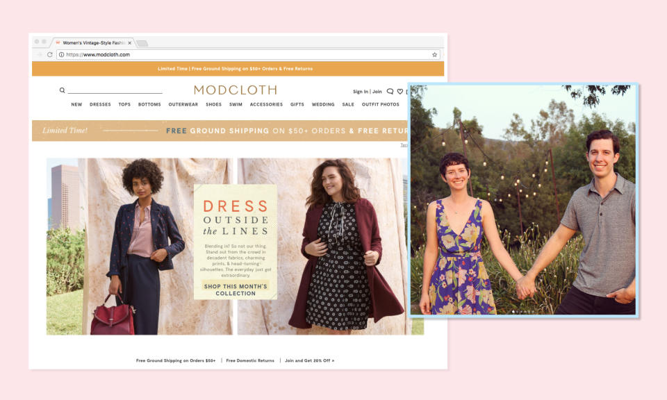 <p><a rel="nofollow noopener" href="https://www.modcloth.com/" target="_blank" data-ylk="slk:ModCloth;elm:context_link;itc:0;sec:content-canvas" class="link ">ModCloth</a> describes its aesthetic as vintage-inspired, and doesn’t relegate curvy women to shopping on a different website than its other customers. (Photo: ModCloth/Instagram) </p>