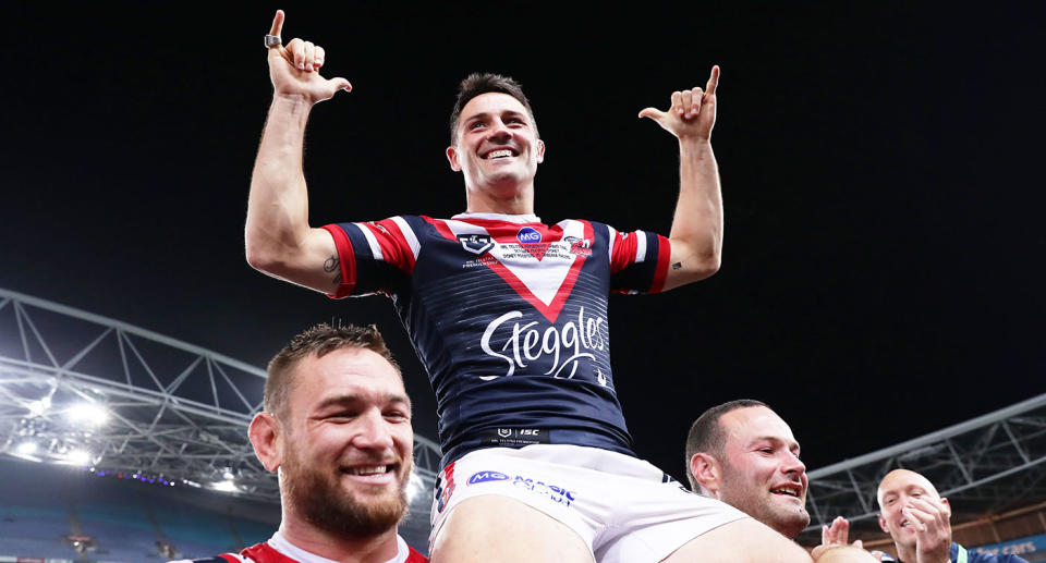 Seen here, Cooper Cronk after winning one of his two NRL premierships with the Roosters.