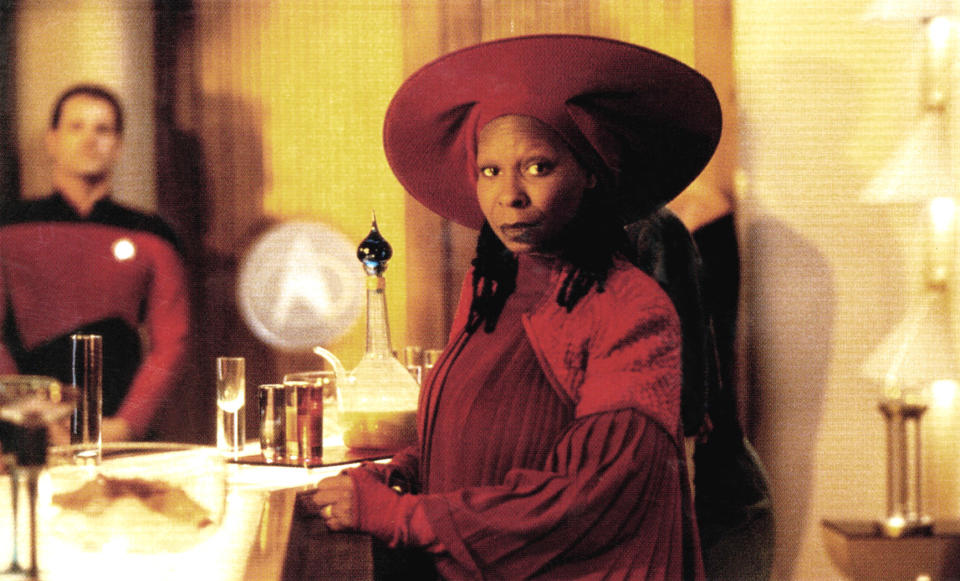 Whoopi on Star Trek as a bartender