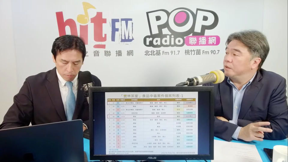 王必勝（右）今說明寶林茶室案件情況。（翻攝自「POP Radio聯播網 官方頻道」YouTube）