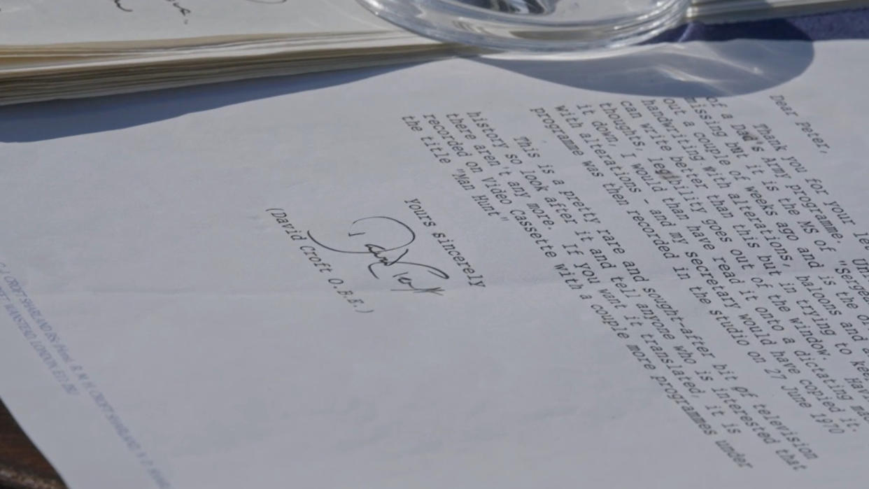 The Dad's Army script on Antiques Roadshow came with a letter penned by David Croft to the owner. (BBC)