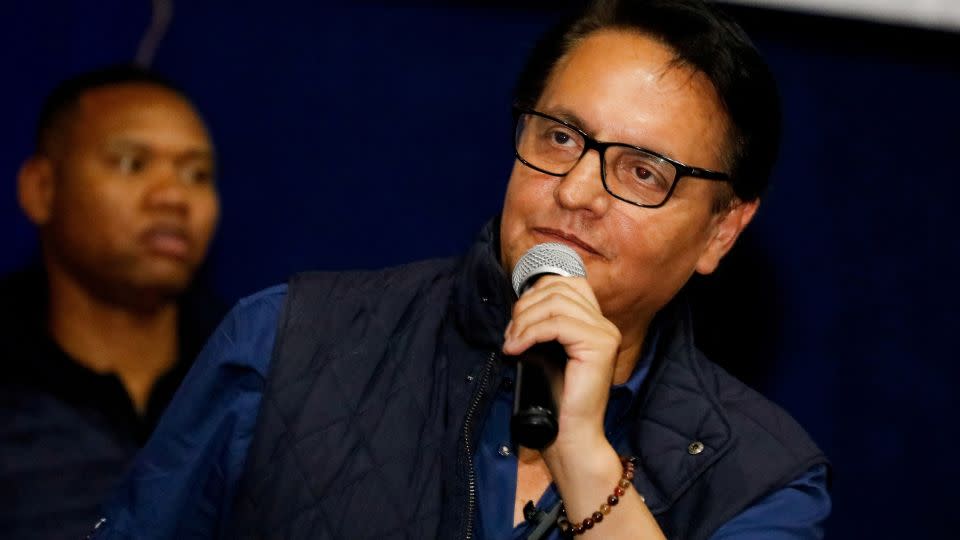 Fernando Villavicencio speaks during a campaign rally in Quito. - Karen Toro/Reuters