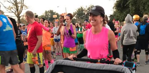 This supermom pushed her triplets in a stroller while running a half marathon