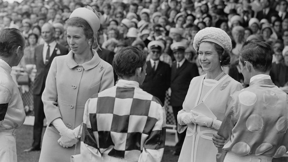 Queen Elizabeth II and Princess Anne at Randwick Racecourse in Sydney at the start of their royal tour of Australia, April 1970.