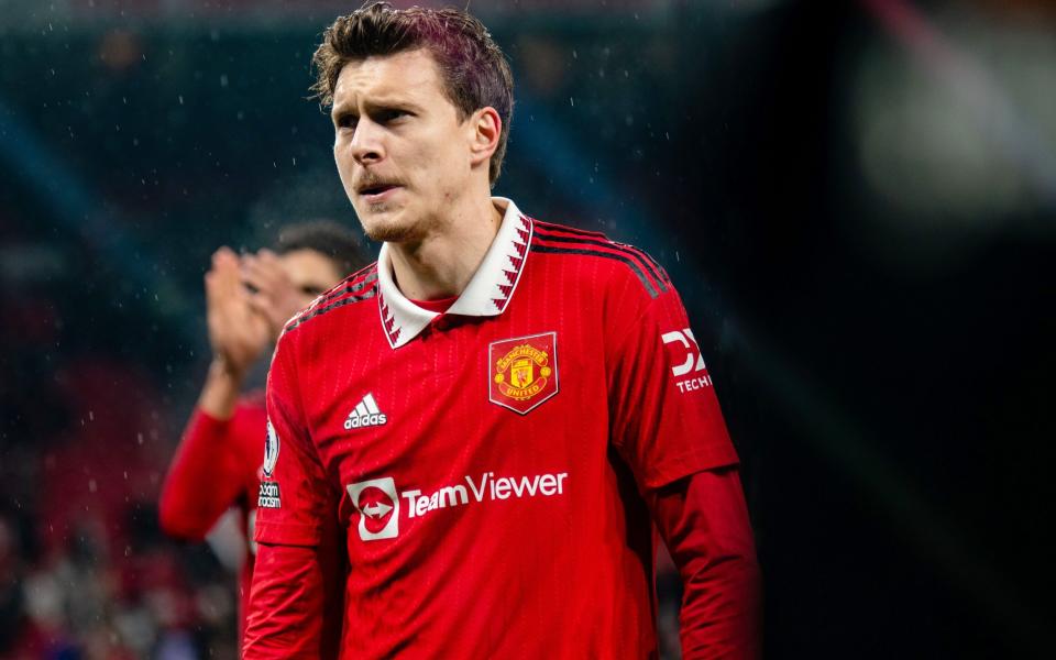 Victor Lindelof of Manchester United looks on after the Premier League match between Manchester United and Brentford FC at Old Trafford - Manchester United's season rests on outcasts Harry Maguire and Victor Lindelof - Getty Images/Ash Donelon