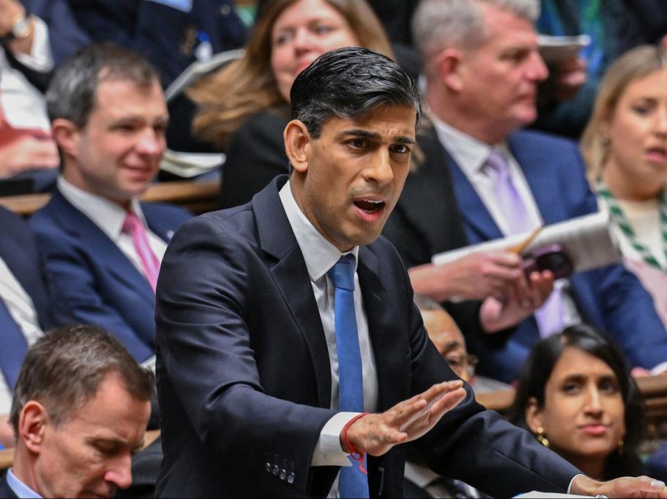 Rishi Sunak gives an update on the Post Office scandal at PMQs on Wednesday (AP)