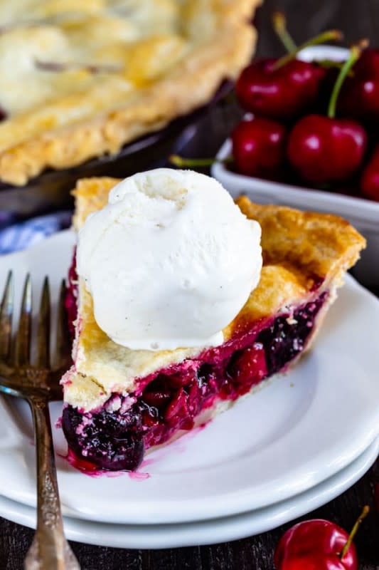 <p>Crazy For Crust</p><p>A homemade cherry pie with a flaky crust that is perfectly set come serving time.</p><p><strong>Get the recipe: <a href="https://www.crazyforcrust.com/homemade-cherry-pie-recipe/" rel="nofollow noopener" target="_blank" data-ylk="slk:Homemade Cherry Pie;elm:context_link;itc:0;sec:content-canvas" class="link rapid-noclick-resp">Homemade Cherry Pie</a></strong></p>