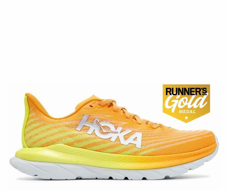 <p><a href="https://go.redirectingat.com?id=74968X1596630&url=https%3A%2F%2Fwww.hoka.com%2Fen%2Fus%2Fmens-race-shoes%2Fmach-5%2F1127893.html&sref=https%3A%2F%2Fwww.runnersworld.com%2Fgear%2Fa19663621%2Fbest-running-shoes%2F" rel="nofollow noopener" target="_blank" data-ylk="slk:Shop Now;elm:context_link;itc:0;sec:content-canvas" class="link ">Shop Now</a></p><p>Mach 5</p><p>hoka.com</p><p>$140.00</p>