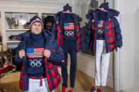 Alpine skier Ryan Cochran-Siegle models the Team USA Beijing winter Olympics closing ceremony uniforms designed by Ralph Lauren on Wednesday, Oct. 27, 2021, in New York. (Photo by Charles Sykes/Invision/AP)