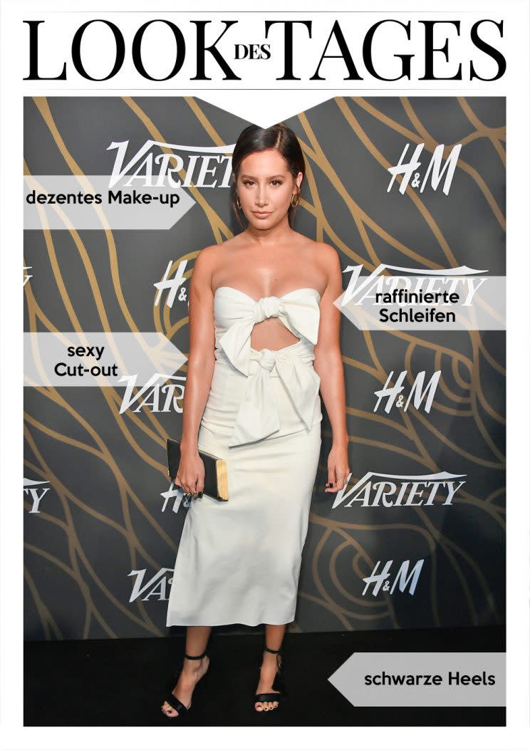  Ashley Tisdale begeisterte in einem Cocktailkleid mit Schleifen-Details. (Bild: Getty Images)