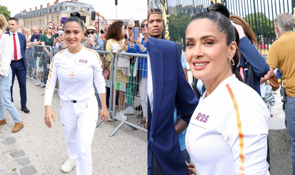 Salma Hayek Carries Olympic Torch in Versailles