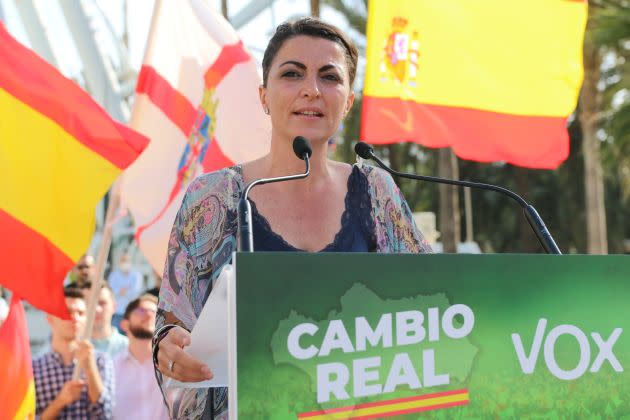 La candidata de Vox a las elecciones en Andalucía, Macarena Olona. (Photo: Europa Press News via Getty Images)