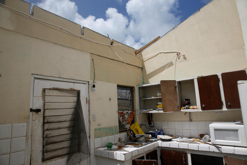 <p>A home is seen in ruins in Codrington on the island of Barbuda just after a month after Hurricane Irma struck the Caribbean islands of Antigua and Barbuda, October 7, 2017. REUTERS/Shannon Stapleton </p>